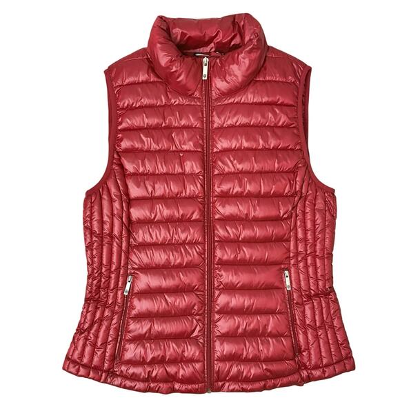 Tommy Hilfiger Women’s Sz L Red Packable Quilted Puffer Vest Lightweight Layer - Picture 1 of 8